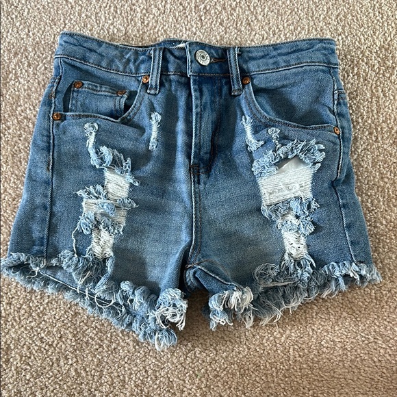 Almost Famous Pants - Almost Famous Blue Jean Shorts High-Waisted Distressed